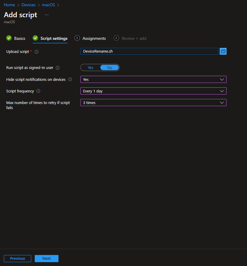 Shell script name and description